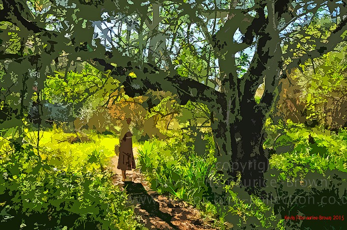 Woman in shade under tree